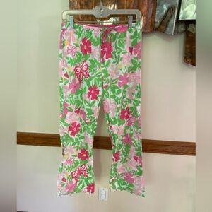 Lilly Pulitzer Floral Pink & Green Floral Butterfly Pajama Lounge Pants Small